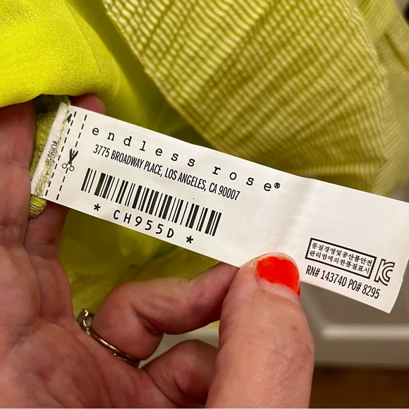 Endless Rose Lime Seersucker Ruched Sundress Size XS - Picture 7 of 9